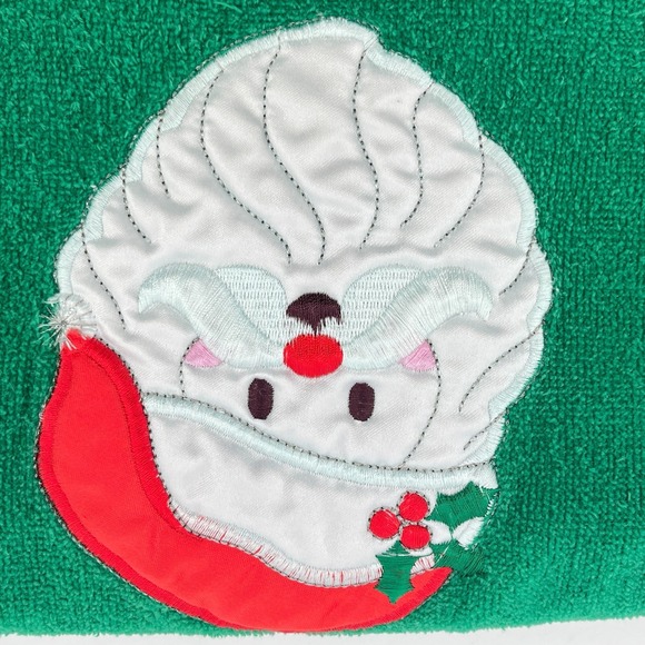 Christmas Santa Face Emerald Green Hand Towel Set Embroidered Holiday Decor - Picture 10 of 11